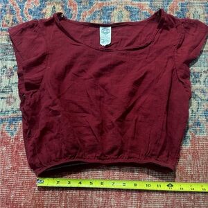 Cotton Flower wine colored small crop top
